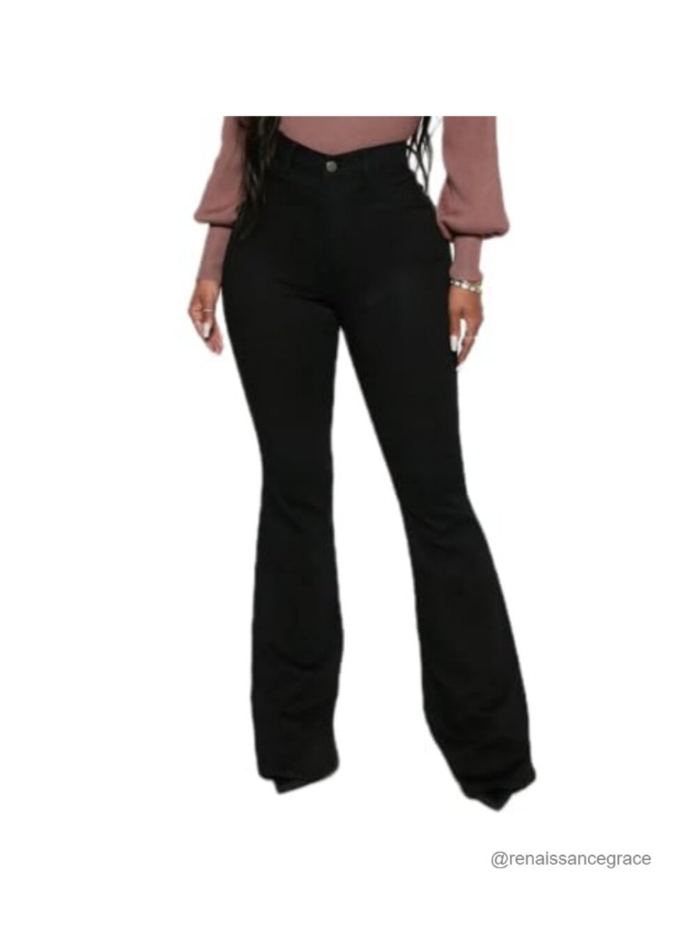 High Waisted Skinny Bell Bottom Jeans Stretch Flare Slim Fit Denim Pants